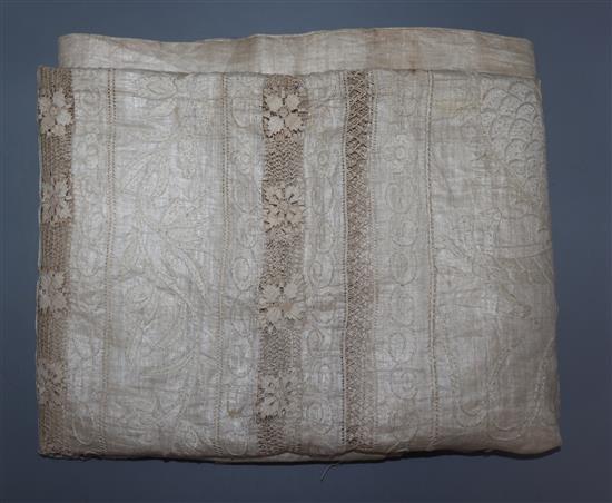 An early 20th century Chinese embroidered silk table cover